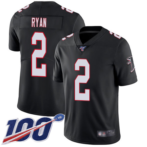 Atlanta Falcons Limited Black Men Matt Ryan Alternate Jersey NFL Football #2 100th Season Vapor Untouchable
